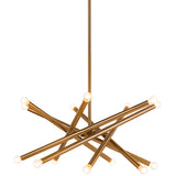 Matchstix Chandelier Large Aged Gold Brass Opal Glass By Matteo - Front View2