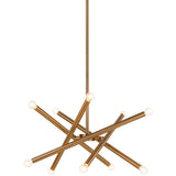 Matchstix Chandelier Medium Aged Gold Brass Opal Glass By Matteo - Front View2