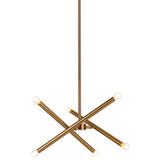 Matchstix Chandelier Small Aged Gold Brass Clear Glass By Matteo - Side View