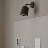 Material Wall Lamp Smoked Oak By New Works Lifestyle View 1