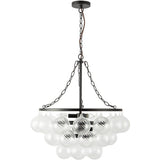 Matte Black/Clear Ribbed Glass 24inch Faye Chandelier by Alora Lighting