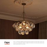 Matte Black/Clear Ribbed Glass 24inch Faye Chandelier by Alora Lighting