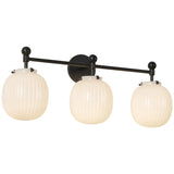 Matte Black/Glossy Ribbed Opal Glass Cherise Vanity Light by Alora Lighting