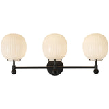 Matte Black/Glossy Ribbed Opal Glass Cherise Vanity Light by Alora Lighting