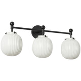 Matte Black/Glossy Ribbed Opal Glass Cherise Vanity Light by Alora Lighting