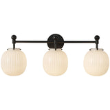 Matte Black/Glossy Ribbed Opal Glass Cherise Vanity Light by Alora Lighting