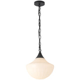 Matte Black/Glossy Ribbed Opal Glass Farrah Pendant by Alora Lighting