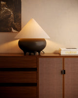 Matte Black/White Linen Rowan Table Lamp by Alora Lighting