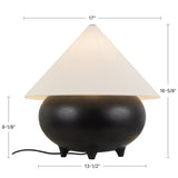 Matte Black/White Linen Rowan Table Lamp by Alora Lighting Dimensions