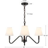 Matte Black/White Linen Sloan Chandelier by Alora Lighting Dimensions