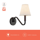 Matte Black/White Linen Sloan Wall/Vanity Light by Alora Lighting Light Source