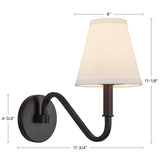 Matte Black/White Linen Sloan Wall/Vanity Light by Alora Lighting Dimensions