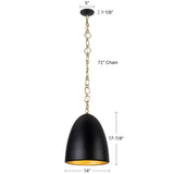 Matte Black 14inch Grant Pendant by Alora Lighting Dimensions