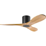 Matte Black Housing with Natural Honey Blades Maverick smart 44" Hugger Ceiling Fan by Visual Comfort Fans