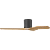 Matte Black Housing with Natural Honey Blades Maverick smart 44" Hugger Ceiling Fan by Visual Comfort Fans
