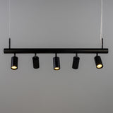 Matte Black Watson Five Light Linear Island Pendant by Mullan Lighting