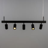 Matte Black Watson Five Light Linear Island Pendant by Mullan Lighting