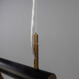 Matte Black and Antique Brass Watson Five Light Linear Island Pendant by Mullan Lighting Detail view