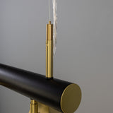 Matte Black and Satin Brass Watson Five Light Linear Island Pendant by Mullan Lighting Detail view