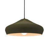 Matte Green-Black Cord Crease Large Ceramic Pendant by Justice Design