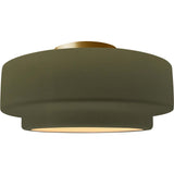 Matte Green Brushed Brass Ceramic Small Tier Semi-Flush by Justice Design