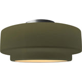 Matte Green Brushed Nickel Ceramic Small Tier Semi-Flush by Justice Design