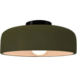 Matte Green Matte Black Ceramic Small Spire Semi-Flush by Justice Design