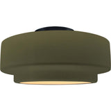 Matte Green Matte Black Ceramic Small Tier Semi-Flush by Justice Design