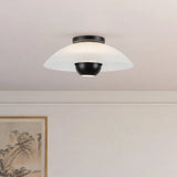 Matte Opal Glass/Black 5inch Umbra Semi-Flush Mount by Kuzco Lighting