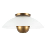 Matte Opal Glass/Vintage Brass 5inch Umbra Semi-Flush Mount by Kuzco Lighting