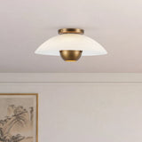 Matte Opal Glass/Vintage Brass 5inch Umbra Semi-Flush Mount by Kuzco Lighting