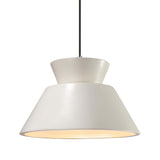 Matte White Black Cord Trapezoid Medium Ceramic Pendant by Justice Design