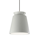 Matte White Black Cord Trapezoid Tall Ceramic Pendant by Justice Design