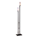 Metra Twin Tall Floor Lamp, shown in Natural Iron, by Hubbardton Forge