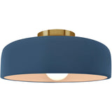 Midnight Sky Brushed Brass Ceramic Small Spire Semi-Flush by Justice Design