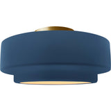 Midnight Sky Brushed Brass Ceramic Small Tier Semi-Flush by Justice Design