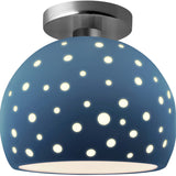 Midnight Sky Brushed Nickel Perforated Medium Globe Semi- Flush by Justice Design