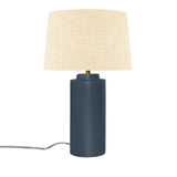 Midnight Sky Cream Linen Fabric Ceramic Tower Table Lamp with Fabric Shade by Justice Design