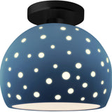 Midnight Sky Matte Black Perforated Medium Globe Semi- Flush by Justice Design