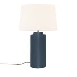 Midnight Sky White Linen Fabric Ceramic Tower Table Lamp with Fabric Shade by Justice Design