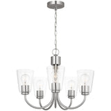 Miles Clear Glass Chandelier Medium Brushed Nickel By Generation Lighting - Side View1
