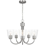 Miles Clear Glass Chandelier Medium Brushed Nickel By Generation Lighting - Side View2