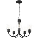 Miles Clear Glass Chandelier Medium Midnight Black By Generation Lighting - Side View1