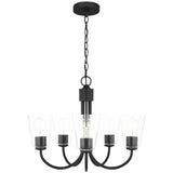 Miles Clear Glass Chandelier Medium Midnight Black By Generation Lighting - Side View2