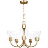 Miles Clear Glass Chandelier Medium Satin Brass By Generation Lighting - Side View1