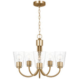 Miles Clear Glass Chandelier Medium Satin Brass By Generation Lighting - Side View2