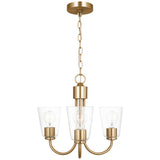 Miles Clear Glass Chandelier Small Satin Brass By Generation Lighting - Side View2