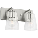 Miles Clear Glass Vanity Light 2 Lights Brushed Nickel By Generation Lighting - Side View