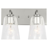Miles Clear Glass Vanity Light 2 Lights Chrome By Generation Lighting Front View