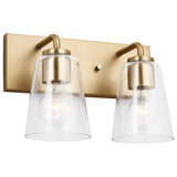 Miles Clear Glass Vanity Light 2 Lights Satin Brass By Generation Lighting - Side View